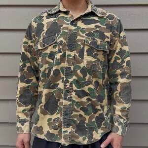 Vintage Cabela's Duck Camo Flannel Button Up Shirt - Frog Skin Hunting L